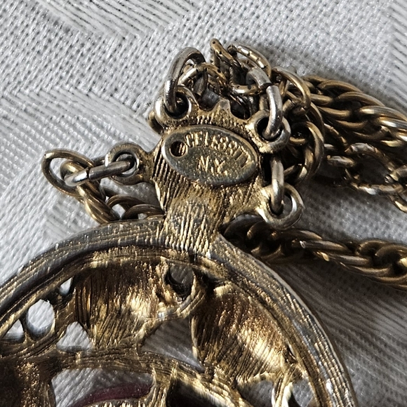 Vintage Celebrity N.Y. Moroccan Matrix Gold Tone Double Chain Necklace - Picture 5 of 8